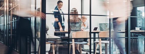 Business persons around the office building